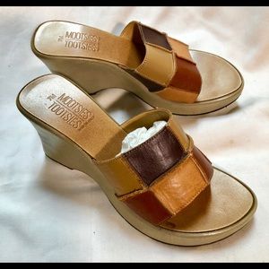NEW Italian Leather M Tootsies Beige Wedges, s 7 M